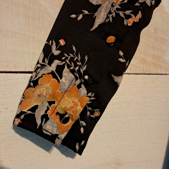 Free People Women's Long Sleeve Dress Size 4 Black Orange Floral Mini - Picture 9 of 12